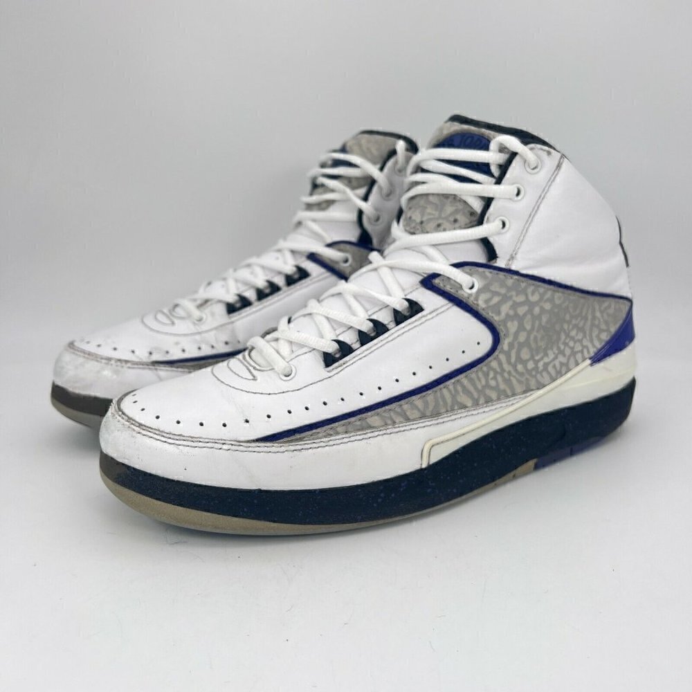 Nike Air Jordan 2 II Retro Men Sneaker Dark Concord White 385475-153 Sz 8